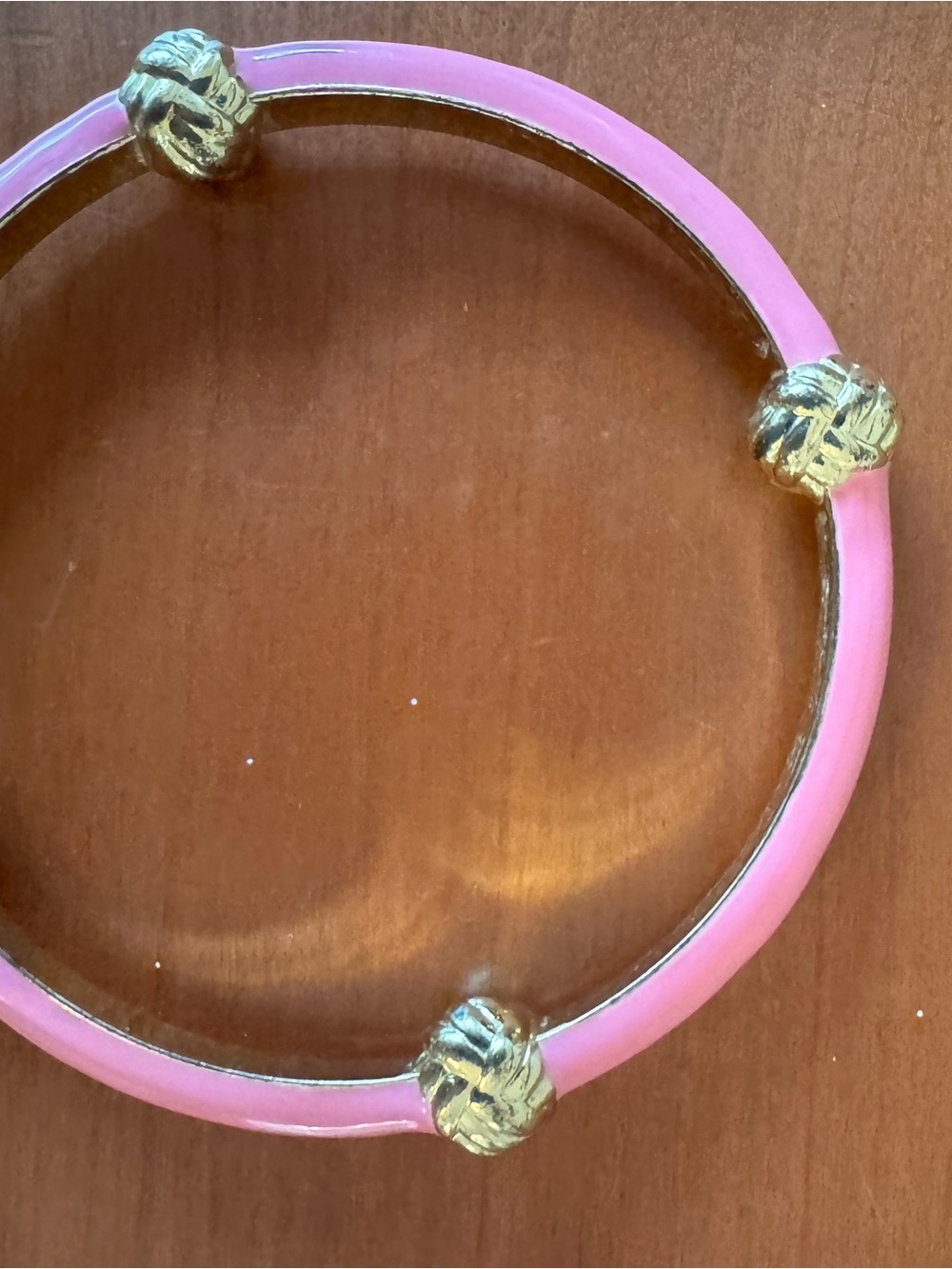 Lilly Pulitzer Pink Enamel Bracelet with Gold Knot Accents